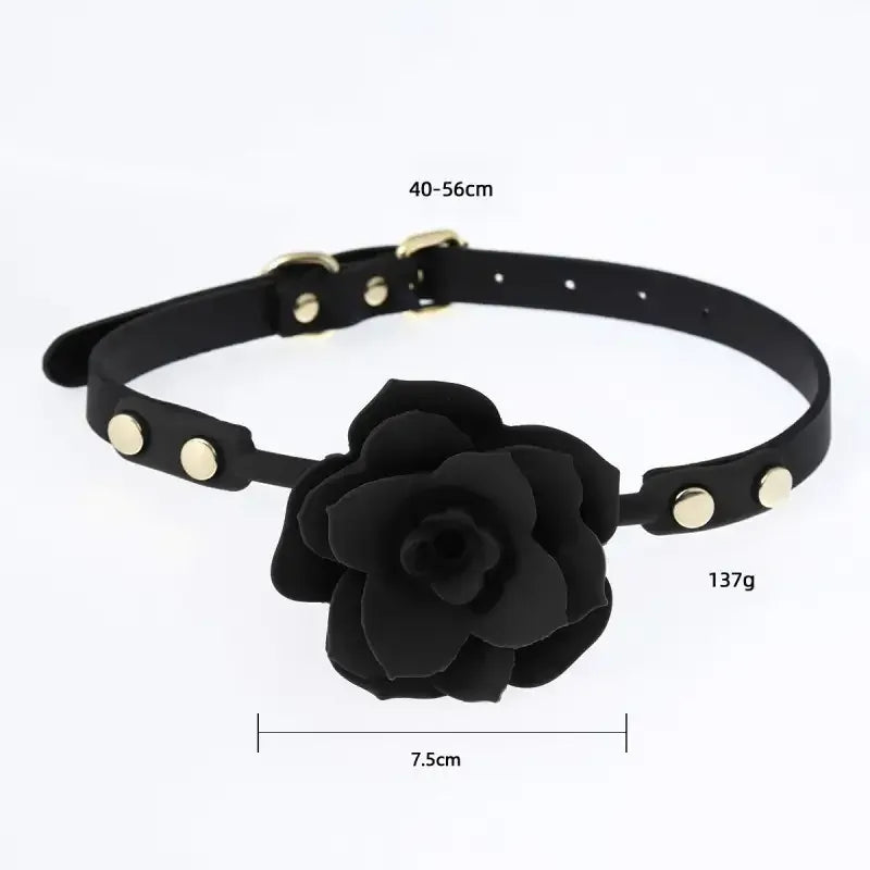 Domini Toy Elegant Silicone Rose Ball Gag – Adjustable Leather BDSM Gag