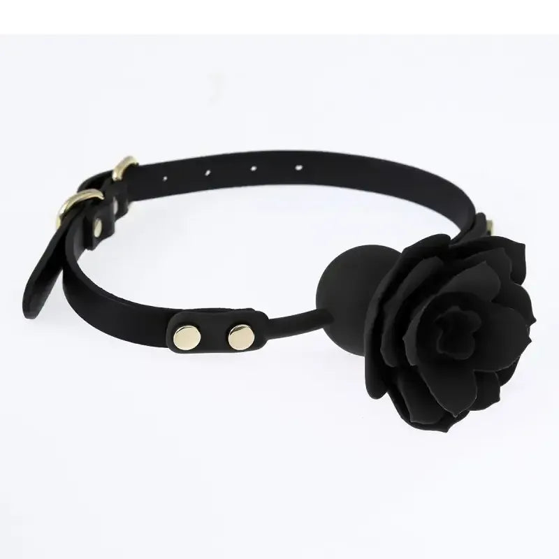 Domini Toy Elegant Silicone Rose Ball Gag – Adjustable Leather BDSM Gag