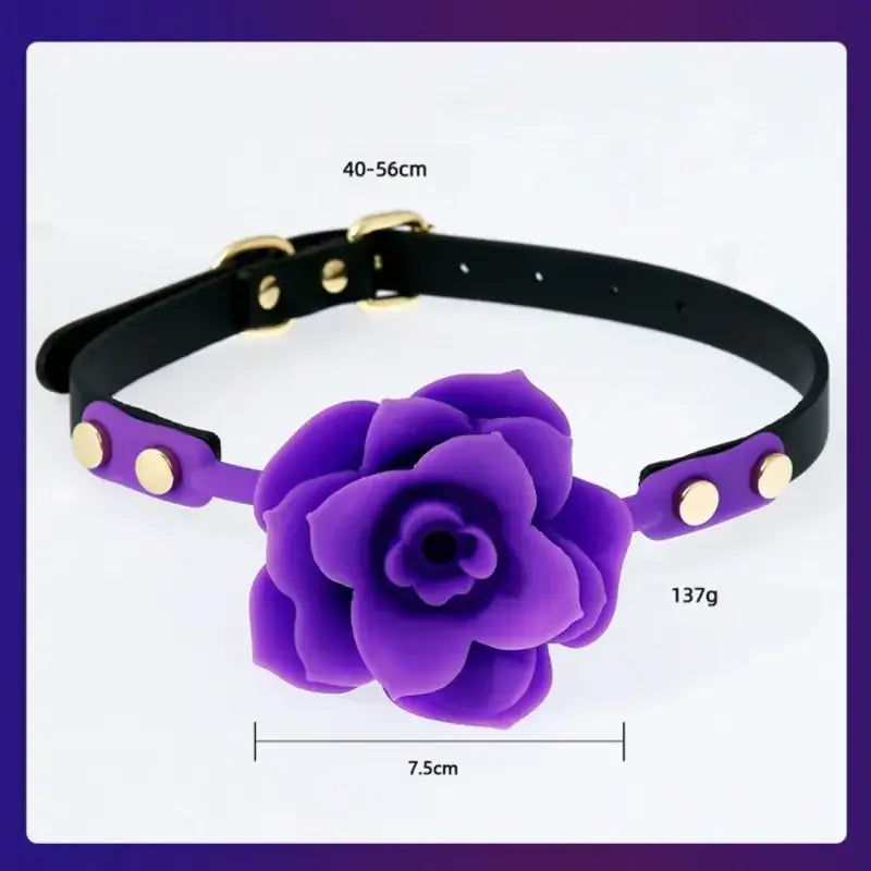 Domini Toy Elegant Silicone Rose Ball Gag – Adjustable Leather BDSM Gag