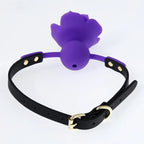 Domini Toy Elegant Silicone Rose Ball Gag – Adjustable Leather BDSM Gag