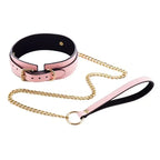 Domini Toy Glow-in-the-Dark BDSM Collar Leash Set with Gold Chain