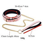 Domini Toy Glow-in-the-Dark BDSM Collar Leash Set with Gold Chain