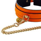 Domini Toy Glow-in-the-Dark BDSM Collar Leash Set with Gold Chain
