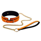Domini Toy Glow-in-the-Dark BDSM Collar Leash Set with Gold Chain