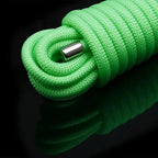 Domini Toy Glow-in-the-Dark Bondage Rope — Neon Green Nylon Rope with Metal Tips