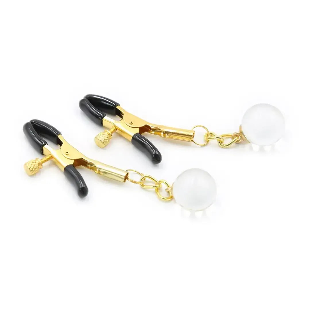 Domini Toy Gold Crystal Glass Bead Nipple Clamps