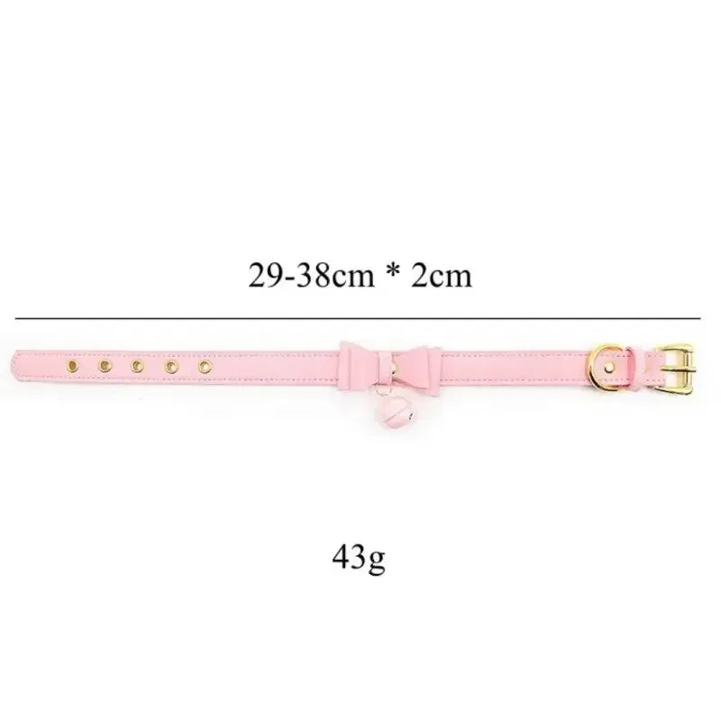 Domini Toy Kawaii Bow Bell Day Collar – Adjustable Soft PU, Gold Hardware