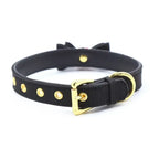 Domini Toy Kawaii Bow Bell Day Collar – Adjustable Soft PU, Gold Hardware