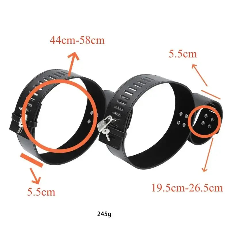 Domini Toy Locking Hogtie Cuff Set – Adjustable Rigid Cuffs for Wrists & Thighs
