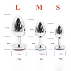 Domini Toy Metal Jeweled Butt Plug, 3 Sizes, Non-Porous, Multi-Color Gems