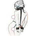 Domini Toy Neck-to-Wrist Restraint with Ball Gag, Adjustable Collar & Cuffs
