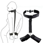 Domini Toy Neck-to-Wrist Restraint with Ball Gag, Adjustable Collar & Cuffs