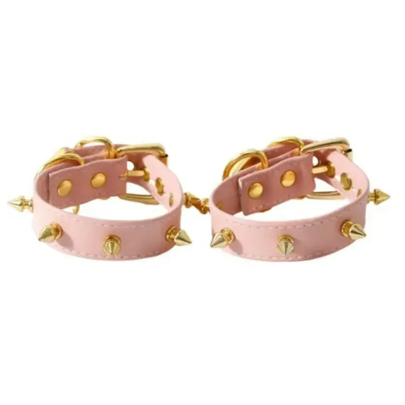 Domini Toy Pink / 2 Piece/Set Premium Adjustable Bondage Cuff Set with Heart Accents for Secure Play