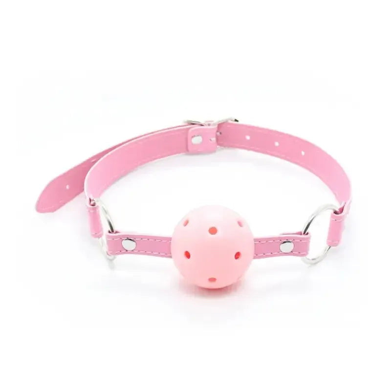 Domini Toy Pink Silicone Ball Gag with Adjustable PU Leather Strap