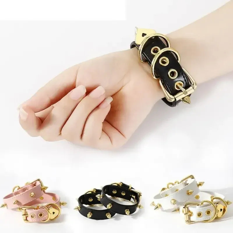 Domini Toy Premium Adjustable Bondage Cuff Set with Heart Accents for Secure Play