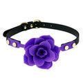 Domini Toy Purple Elegant Silicone Rose Ball Gag – Adjustable Leather BDSM Gag
