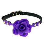 Domini Toy Purple Elegant Silicone Rose Ball Gag – Adjustable Leather BDSM Gag