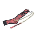 Domini Toy Red Dragon Phoenix Brocade Posture Collar with Chain - BDSM Neck Collar