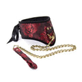 Domini Toy Red Dragon Phoenix Brocade Posture Collar with Chain - BDSM Neck Collar