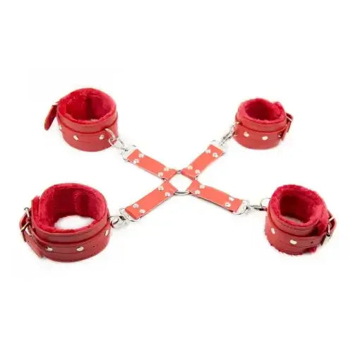 Domini Toy Red Hogtie Kit – Adjustable Faux‑Fur Lined Restraints for Couples