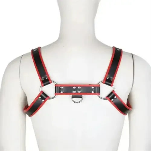 Domini Toy Red Leather Chest Harness for Men