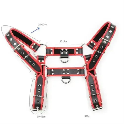 Domini Toy Red Leather Chest Harness for Men