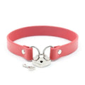 Domini Toy Red / M Day Collar with Heart Lock – PU Leather Choker