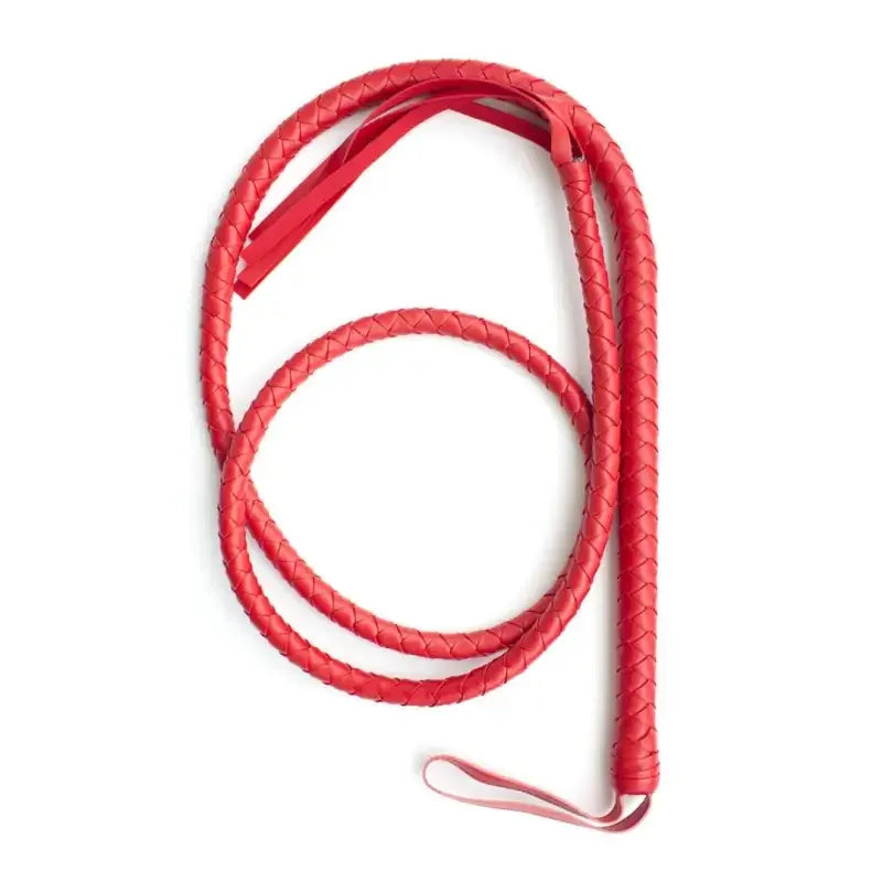 Domini Toy Red Premium Braided Leather Whip for Adult BDSM & Couples Play