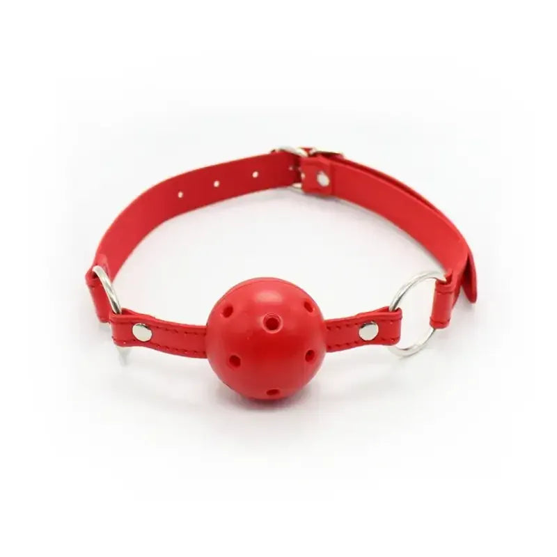 Domini Toy Red Silicone Ball Gag with Adjustable PU Leather Strap