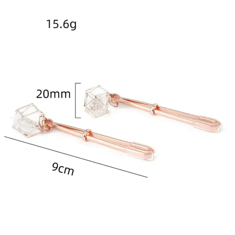 Domini Toy Rose gold Rose Gold Long Nipple Clamps with Hollow Crystal Charms