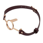 Domini Toy Rose Gold & Silver Deep Throat Metal Ring Gag with Tongue Depressor