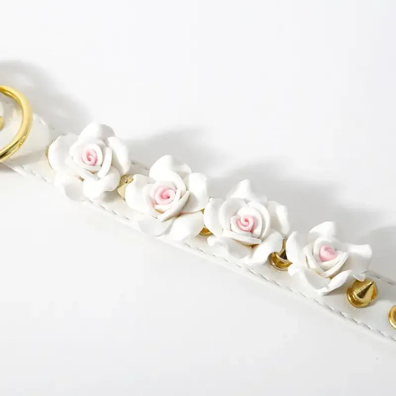 Domini Toy Rose-Studded Spike Cuffs — Adjustable Faux Leather Wrist & Ankle Restraints