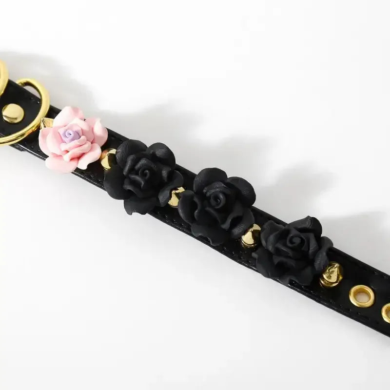 Domini Toy Rose-Studded Spike Cuffs — Adjustable Faux Leather Wrist & Ankle Restraints