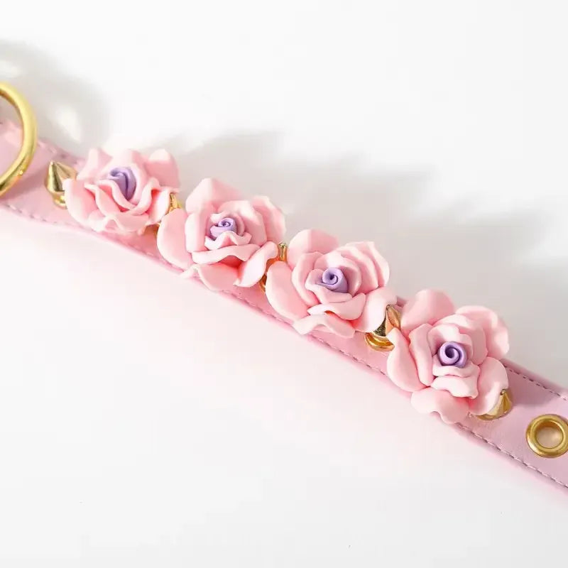Domini Toy Rose-Studded Spike Cuffs — Adjustable Faux Leather Wrist & Ankle Restraints