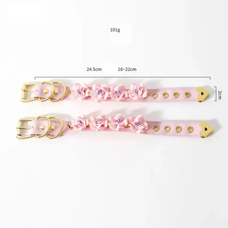 Domini Toy Rose-Studded Spike Cuffs — Adjustable Faux Leather Wrist & Ankle Restraints
