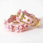 Domini Toy Rose-Studded Spike Cuffs — Adjustable Faux Leather Wrist & Ankle Restraints
