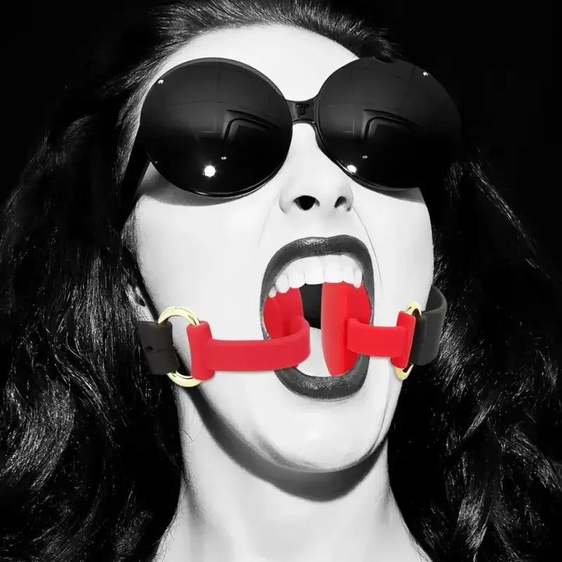 Domini Toy Silicone Open-Mouth Gag — Adjustable Tongue Spreader for BDSM Roleplay