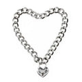 Domini Toy Silver Heart Lock Day Collar – Heavy Chain Padlock Necklace for Couples