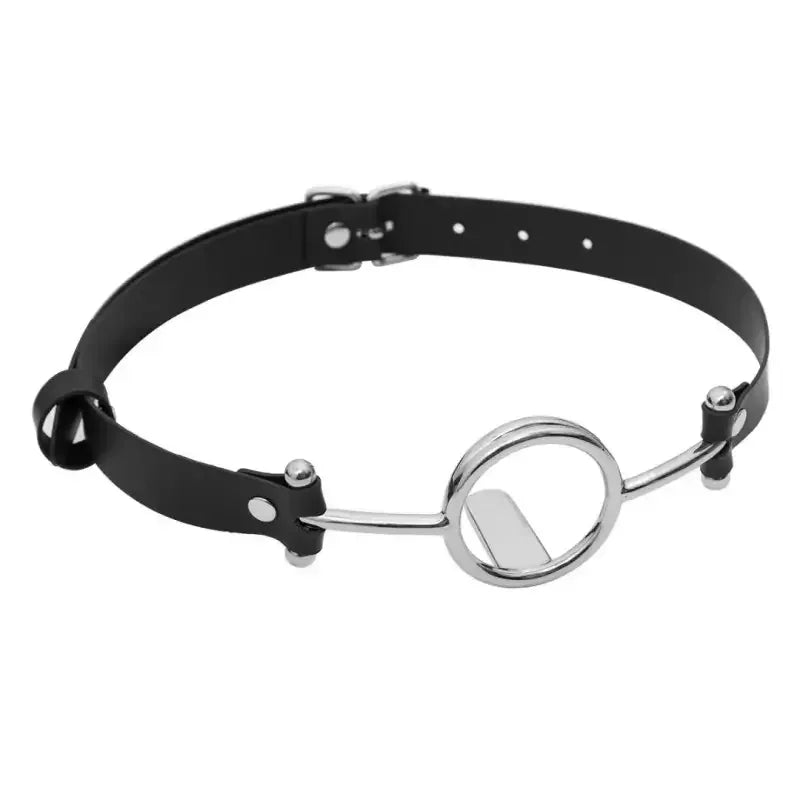 Domini Toy Silver Rose Gold & Silver Deep Throat Metal Ring Gag with Tongue Depressor