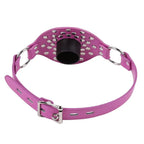 Domini Toy Studded Open Mouth Gag — Adjustable Deep Throat PU Leather BDSM Toy