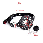 Domini Toy Studded Open Mouth Gag — Adjustable Deep Throat PU Leather BDSM Toy