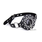 Domini Toy Studded Open Mouth Gag — Adjustable Deep Throat PU Leather BDSM Toy
