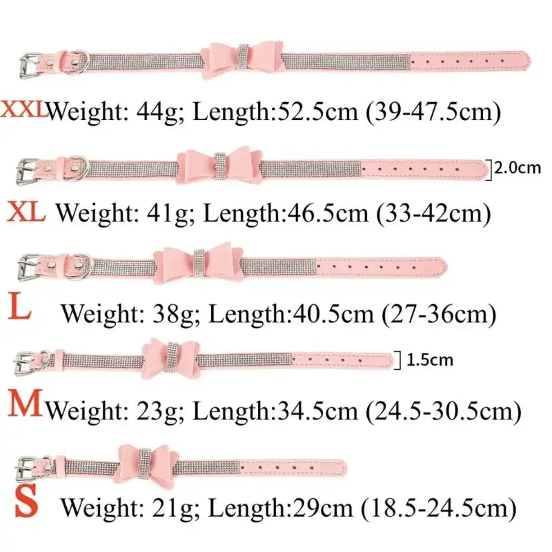 Domini Toy Suede Bow Collar — Rhinestone Trim Adjustable Day Collar