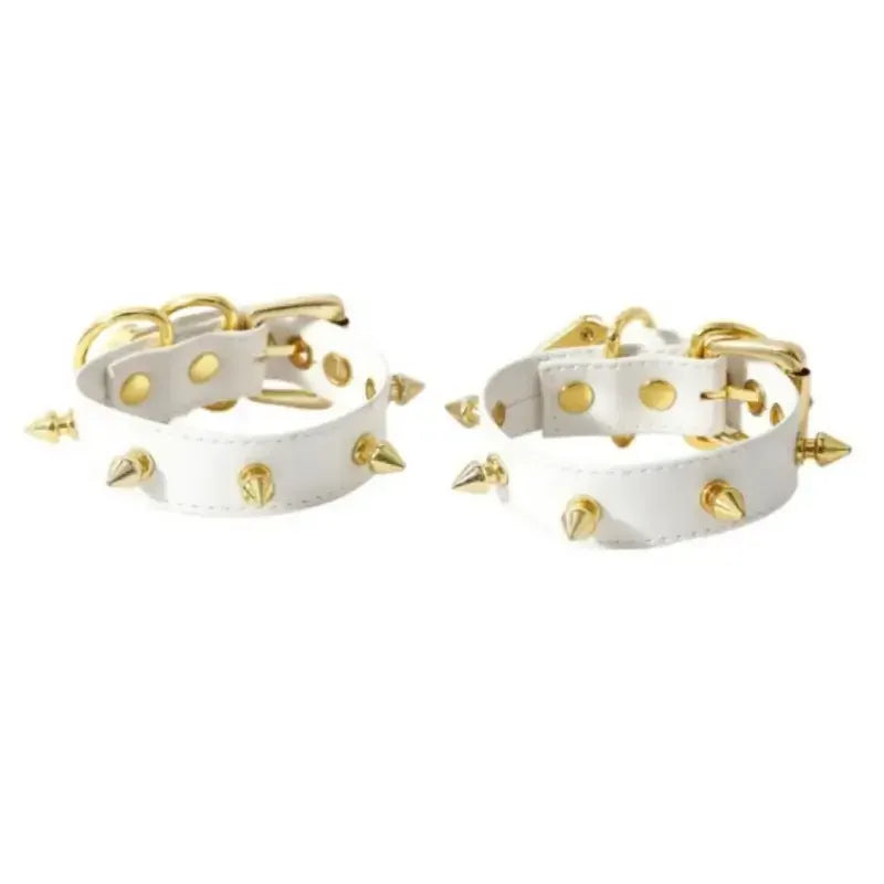 Domini Toy White / 2 Piece/Set Premium Adjustable Bondage Cuff Set with Heart Accents for Secure Play
