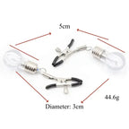 Domini Toy White LED Nipple Clamps — Rubber-Tipped, Metal Clamp Set for Couples