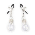 Domini Toy White LED Nipple Clamps — Rubber-Tipped, Metal Clamp Set for Couples