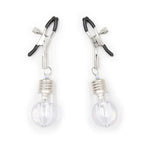 Domini Toy White LED Nipple Clamps — Rubber-Tipped, Metal Clamp Set for Couples