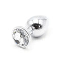 Domini Toy White / S Metal Jeweled Butt Plug, 3 Sizes, Non-Porous, Multi-Color Gems