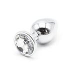 Domini Toy White / S Metal Jeweled Butt Plug, 3 Sizes, Non-Porous, Multi-Color Gems