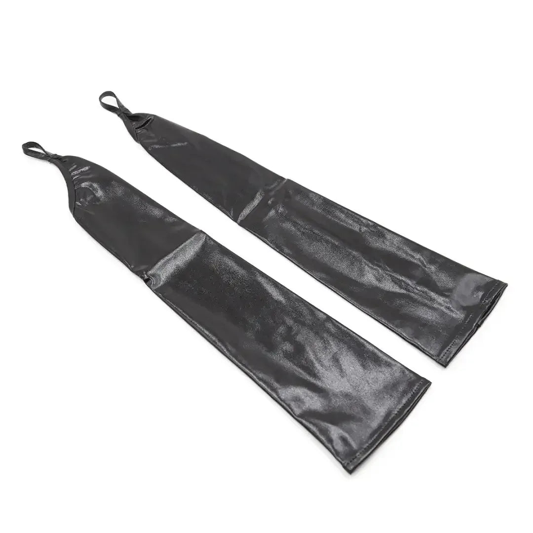 Dominitoy 50cm Long PU Fetish Gloves — Shiny Thumb-Loop Opera Gloves for Roleplay